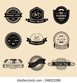 Vector set of vintage hipster logo. Retro icons collection