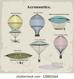 Vector set vintage hot air balloons