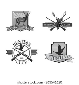 Vector set of vintage hunting emblems.