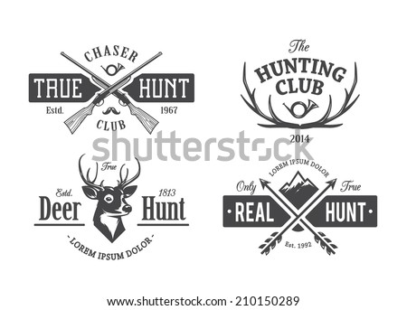 Vector set of vintage hunting emblems.
