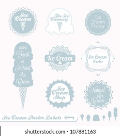 Vector Set: Vintage Ice Cream Parlor Labels