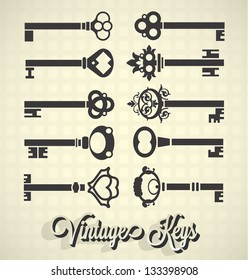 Vector Set: Vintage Key Silhouette Set