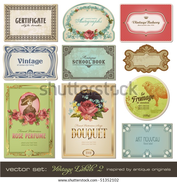 Vector Set Vintage Labels Set 2 Stock Vector (Royalty Free) 51352102 ...