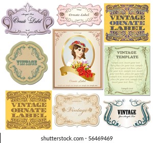 vector set vintage labels 3