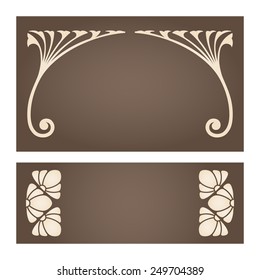 Vector set of vintage labels with art nouveau design elements.