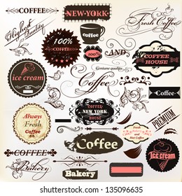 Vector set of vintage labels for cafe and coffee house design