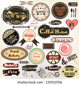 Vector set of vintage labels for cafe and coffee house design