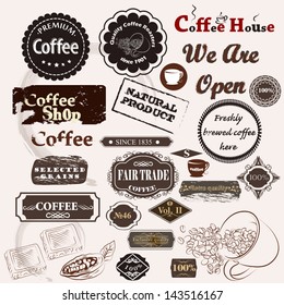 Vector set of vintage labels for cafe and coffee house design
