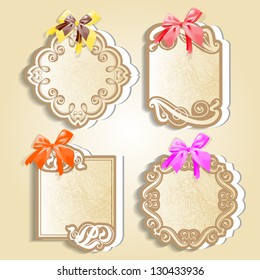 Vector set: vintage labels with calligraphic ornamentation.