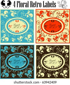 vector set: vintage labels or cards with floral background