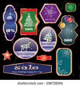 Vector set vintage labels. christmas, new, year