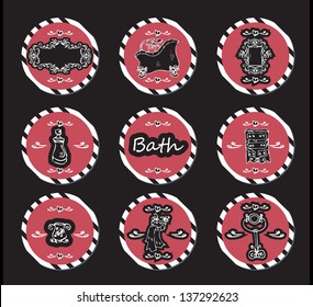 vector set vintage labels - doodley originals bath spa cosmetic beauty