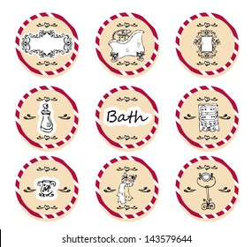 vector set vintage labels - doodley originals bath spa cosmetic beauty