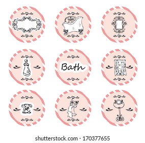 vector set vintage labels - doodley originals bath spa cosmetic beauty