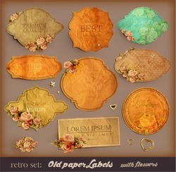 Vector Set: Vintage Labels With Flowers