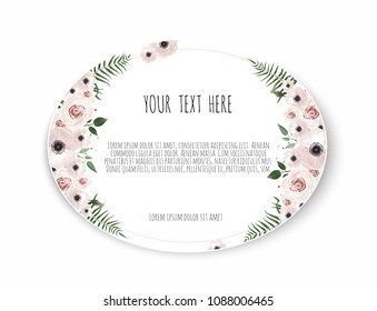 Vector set. Vintage labels with flowers. Frame border with copy space.