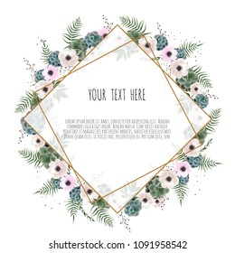 Vector set. Vintage labels with flowers. Frame border with copy space.