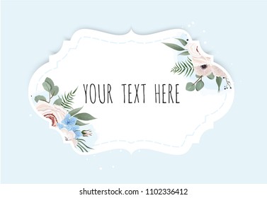 Vector set. Vintage labels with flowers. Frame border with copy space.
