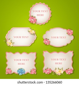 vector set: vintage labels with flowers