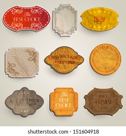 vector set: vintage labels with flowers, old paper texture