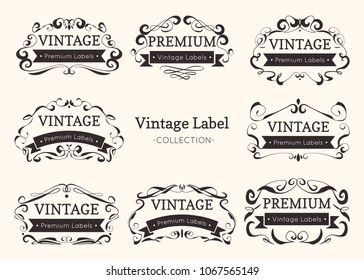 Vector set vintage labels and frame. Vector illustration EPS 10