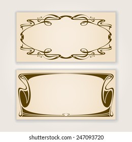Vector set of vintage labels or invitation cards with art nouveau design elements.