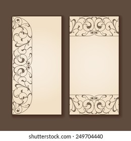 Vector set of vintage labels or invitation cards with art nouveau design elements.