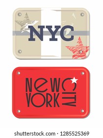 Vector set of vintage labels with New York City typography for touristic souvenirs,cards and patches.