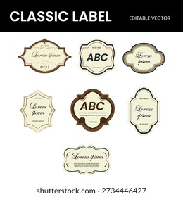 Vector Set of Vintage Labels with Ornate Frames Decorative Illustration Pack