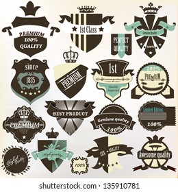 Vector set of vintage labels premium, best, high and genuine quality for design