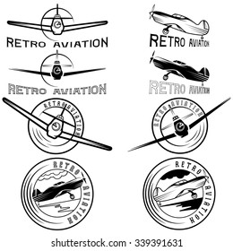 vector set of vintage labels retro aviaton