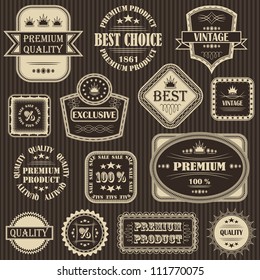 Vector set. Vintage labels. Striped background