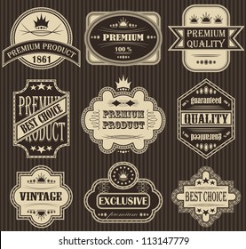 Vector Set Vintage Labels Striped Background Stock Vector (Royalty Free ...