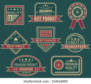 Vector set. Vintage labels. Striped background