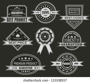 Vector set. Vintage labels. Striped background