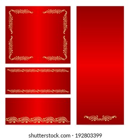 Vector set with vintage lace floral pattern for greeting or invitation card.