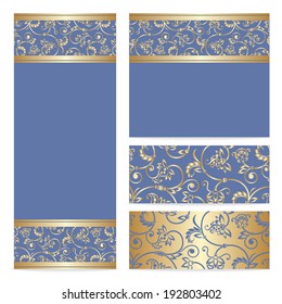 Vector set with vintage lace floral pattern for greeting or invitation card.