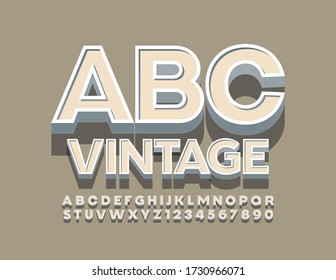 Conjunto de vectores de letras y números vintage. Tipo de letra retro 3D