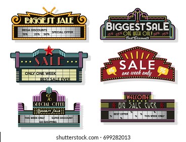 Vector Set of Vintage Light boxes and Signboards