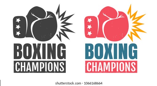 Vector set vintage logo for a boxing with glove. Vintage logo for boxing.