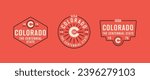 Vector set of vintage logos, emblems, silhouettes and design elements of the state of Colorado, USA.