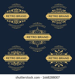 Vector set of vintage luxury logo templates with elegant calligraphic elements