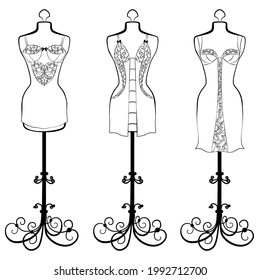 Vector Set Vintage Mannequin Clothes Mannequins Stock Vector (Royalty ...