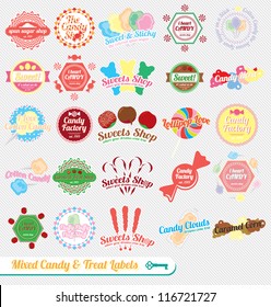 Vector Set: Vintage Mixed Candy Labels and Icons