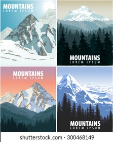 vector set of vintage mountains posters