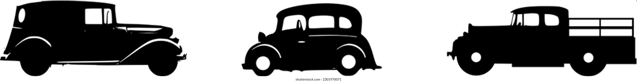 Vector set with vintage oldtimers - transport