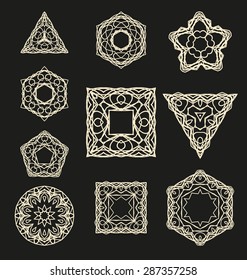 Vector set vintage ornament pattern various shapes