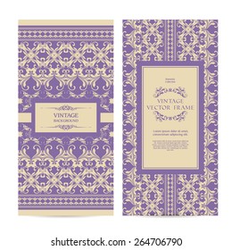 Vector set of vintage ornamental frame elegant lace templates banners design