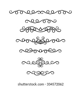 Vector set of vintage ornaments in Victorian style. Ornate element for design and place for text. Ornamental lace patterns for wedding invitations and greeting cards.