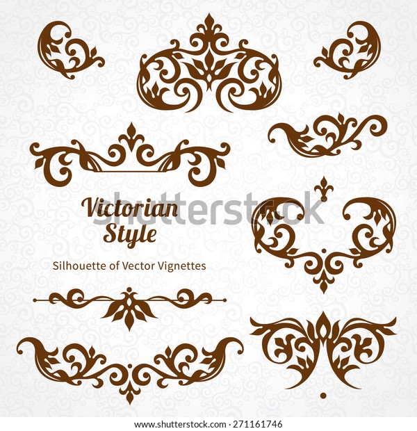 Vector Set Vintage Ornaments Victorian Style Stock Vector (Royalty Free ...